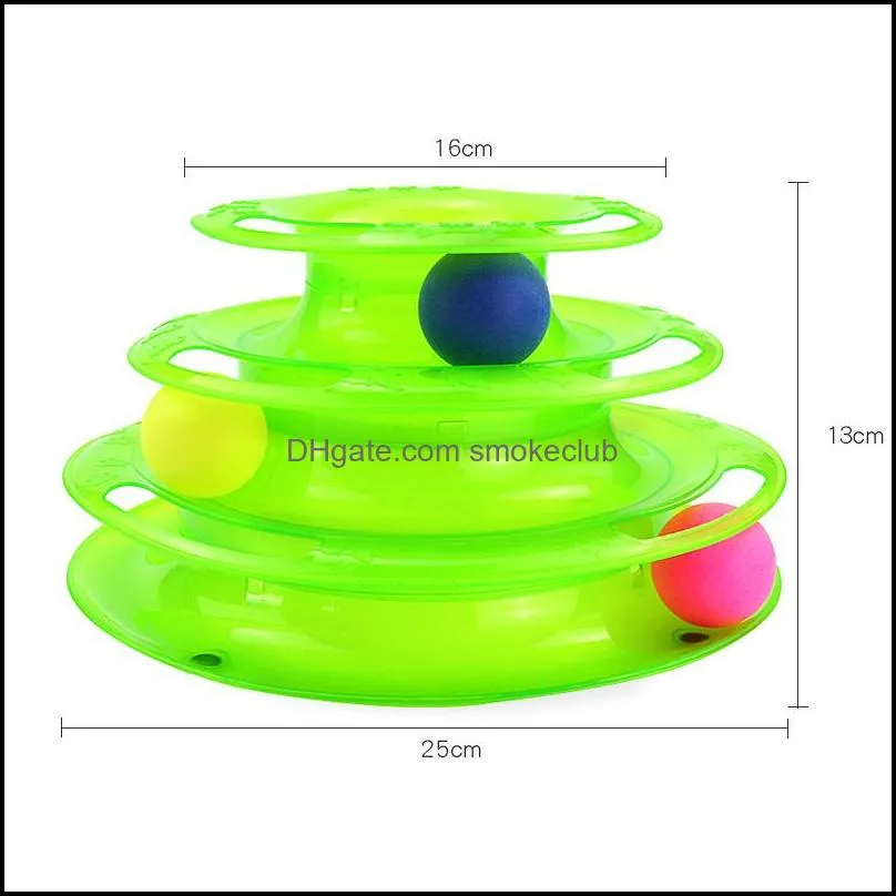 Three Levels Pet Cat Toy Tower Tracks Disc Intelligence Amusement Triple Pay Toys Ball Training Plate 220223