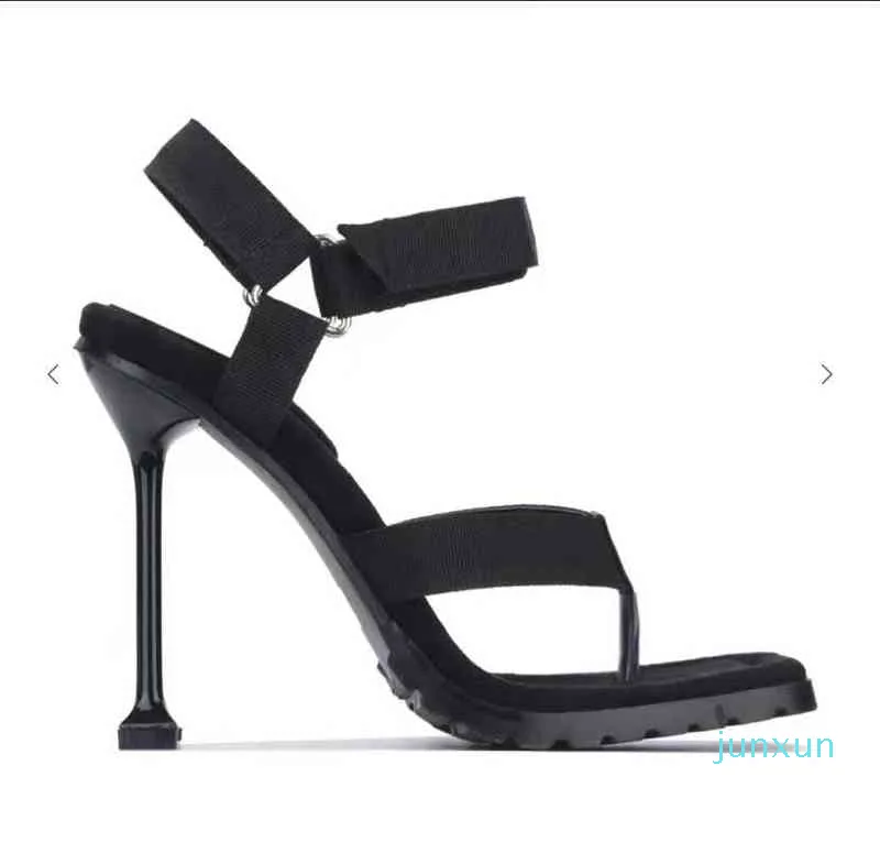 Venda quente-sandálias sapatos moda clipe toevelcro sandálias mulheres europeia e americana estilo alto salto alto fina flip flops 220316