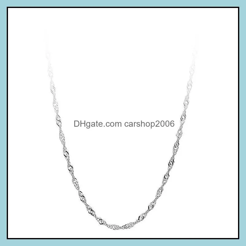 Silver Plated 1.3mm Water Wave Link Chain Of 18inch 45cm Chains Fit DIY pendant Necklaces For Women Men PL001