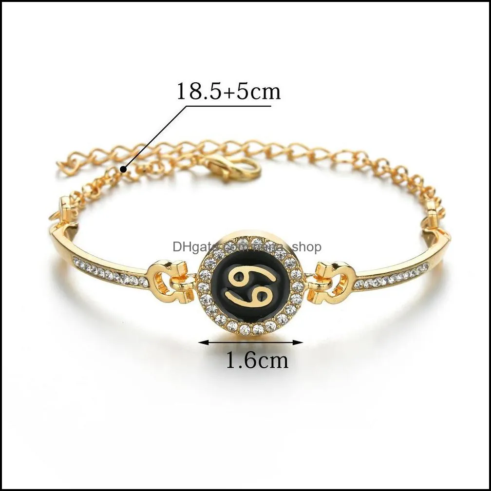 Birth Jewelry Constellations 12 Zodiac Signs Charm Bracelets for Women Men Birthday Gift Cubic Zircon Zodiacs Bracelet Chain