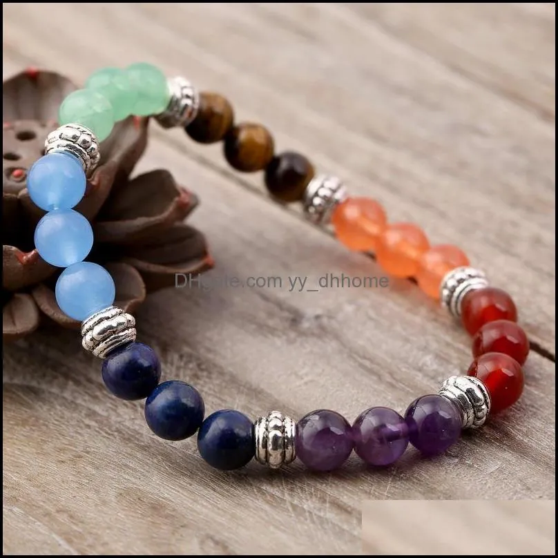 4 styles natural stone bracelet chakra ctystal healing balancing yoga jewelry fashion charm bangle christmas gift b126s z