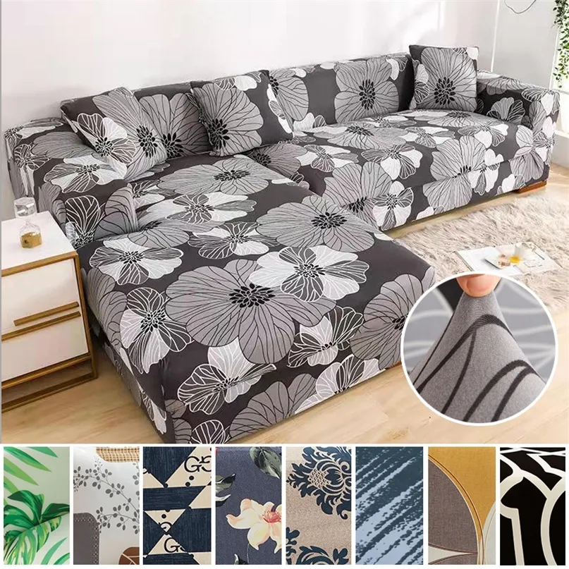 Floral Print Elastic Sofa Cover Stretch S For Living Room Couch L Form Fungstolstol Slipcovers 1 2 3 4 Seat 220615