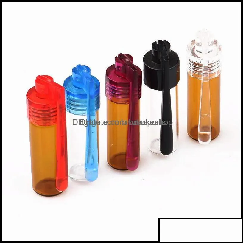 Colorf 36Mm 51Mm Travel Size Acrylic Plastic Bottle Snuff Snorter Dispenser Glass Pill Case Vial Container Box With Spoon Drop Delivery