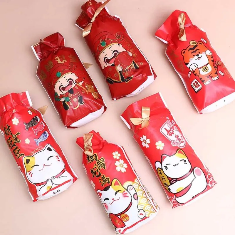 GREST SCRATE Decoração de armazenamento de armazenamento de bolso de festas de festas tigre bolsas de biscoito Bolsa de tração Biscoito pacote de doces Baggift GiftGift