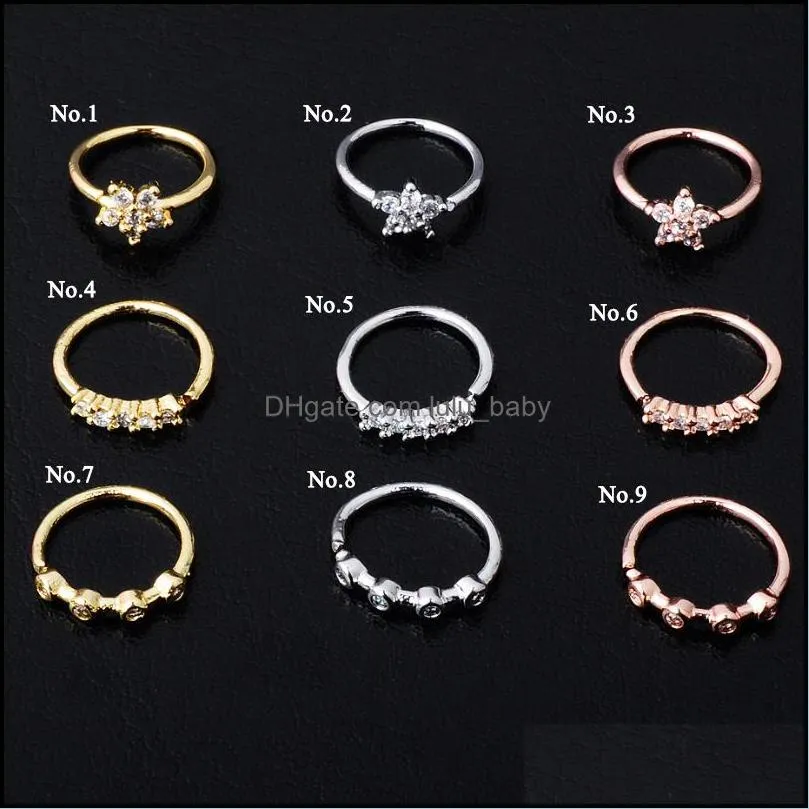 cubic zirconia nose piercing stud colorful nose hoop for body piercing ear bone nasal septum stud