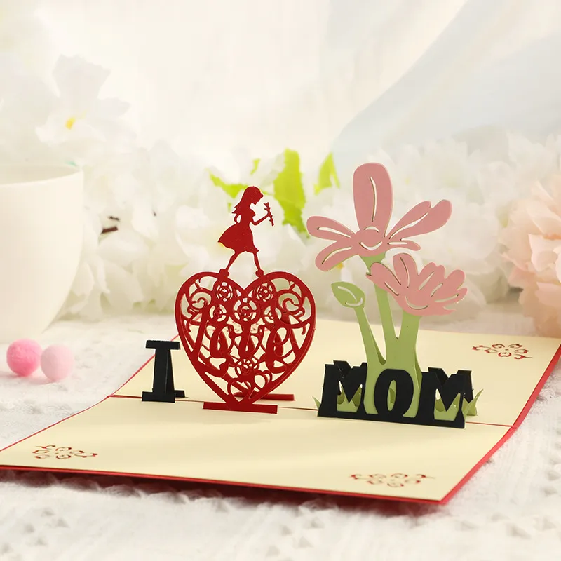 3d upp blomma kort flora hälsningskort för födelsedag mödrar fars dag examen bröllopsjubileum får bra sympati grossist