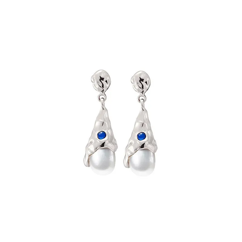 Retro Water Drop Oliver Bonas Pearl Earrings With Thumping Texture 
