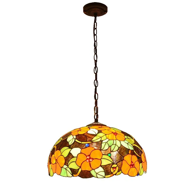 Подвесные лампы европейские богатые цветы стеклянная люстра Tiffanylamp Ресторан Бар Пасторальные художественные светильники теплые развлекательные комнаты