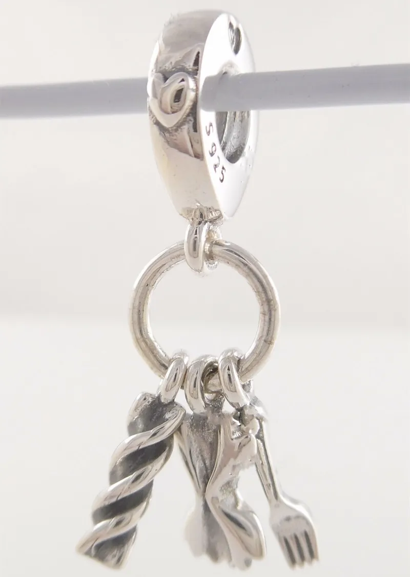 Love Pasta Dangle Charm 925 Plata Pandora Charms para pulseras DIY kits para hacer joyas cuentas sueltas de plata al por mayor 797435