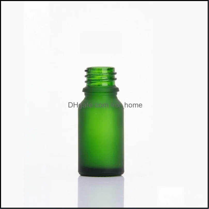 10ml Essential Oil Perfume Bottle Empty Frosted Green Glass Bottles Liquid Aromatherapy Dispenser Container with insert plug