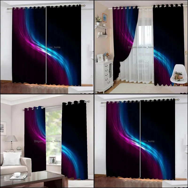 custom curtains Black blue purple color stripes 3D Blackout Curtains For Living room Bedding room Drapes Cotinas para sala