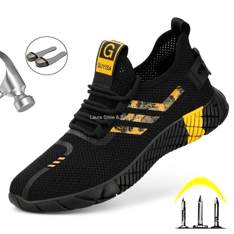 Tasarım Güvenliği İş Ayakkabıları Erkekler için Antishing Çelik Toe Boots İnşaat Spor Ayakkabıları Adam 220813