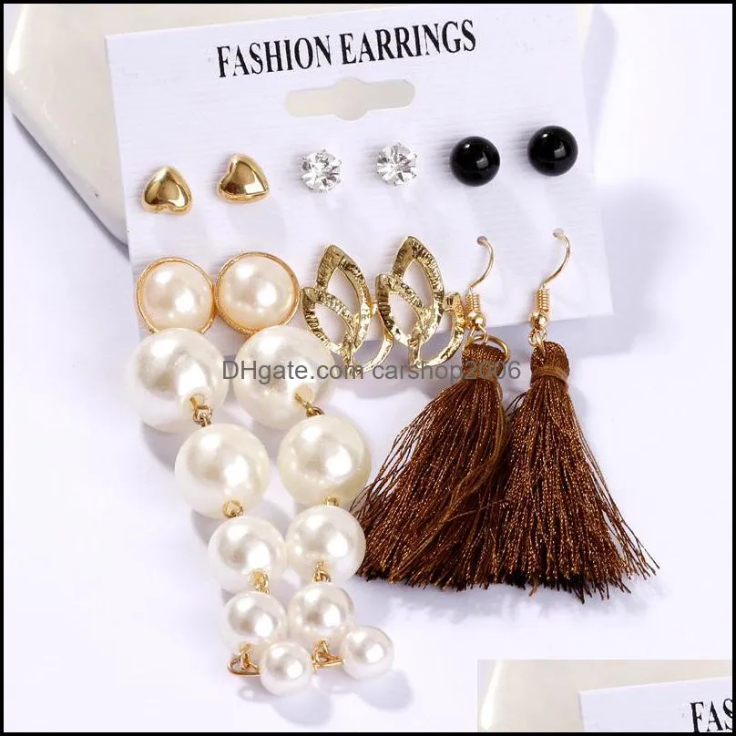 tassel earring set shell dangle earrings bohemian stud fashion jewelry for women girls party gifts free dhl c45fz