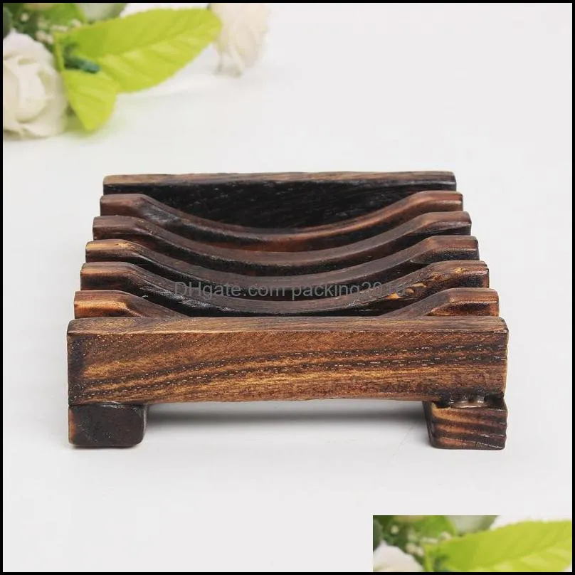 Wooden Bamboo Soap Dish Storage Soap Rack Tray Holder Creative Simple Wood Drain Soap Box Bathroom Supplies