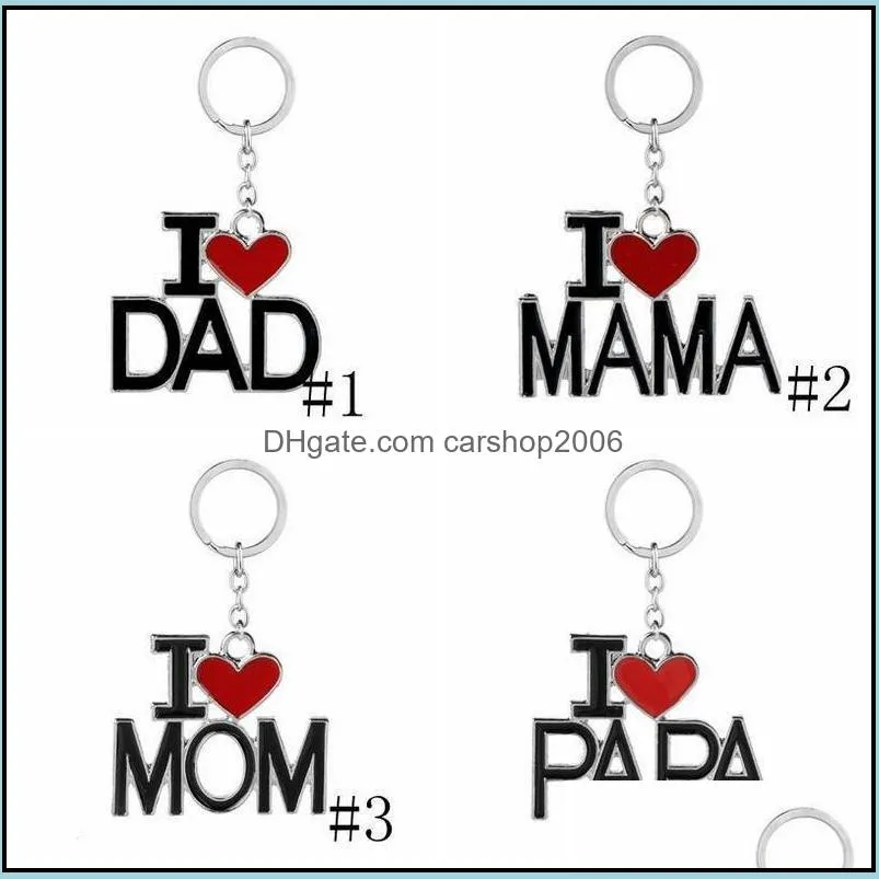 Party Favor Event Supplies Festive Home Garden Fedex English Letter Keychain I Love Papa Mama Mom Dad Metal Dhfy5