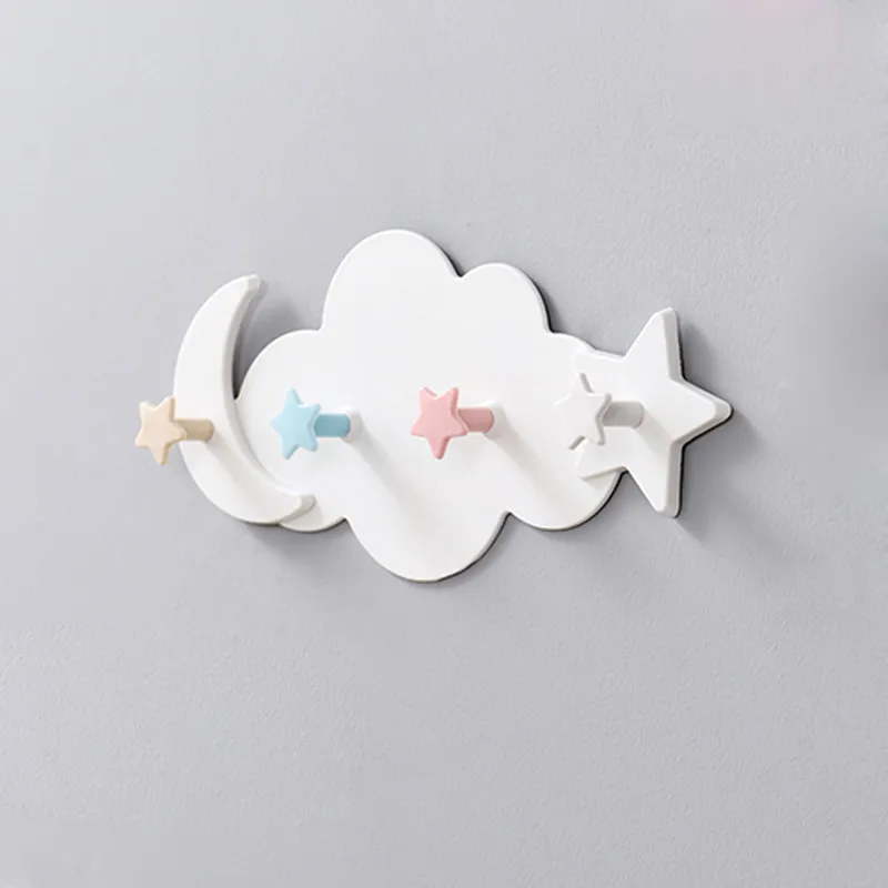 Creativo Carino Star Moon Cloud Shape Nailfree Appendiabiti da parete Camera dei bambini Decorativo Chiave Appendiabiti Appendiabiti da cucina Gancio 220527