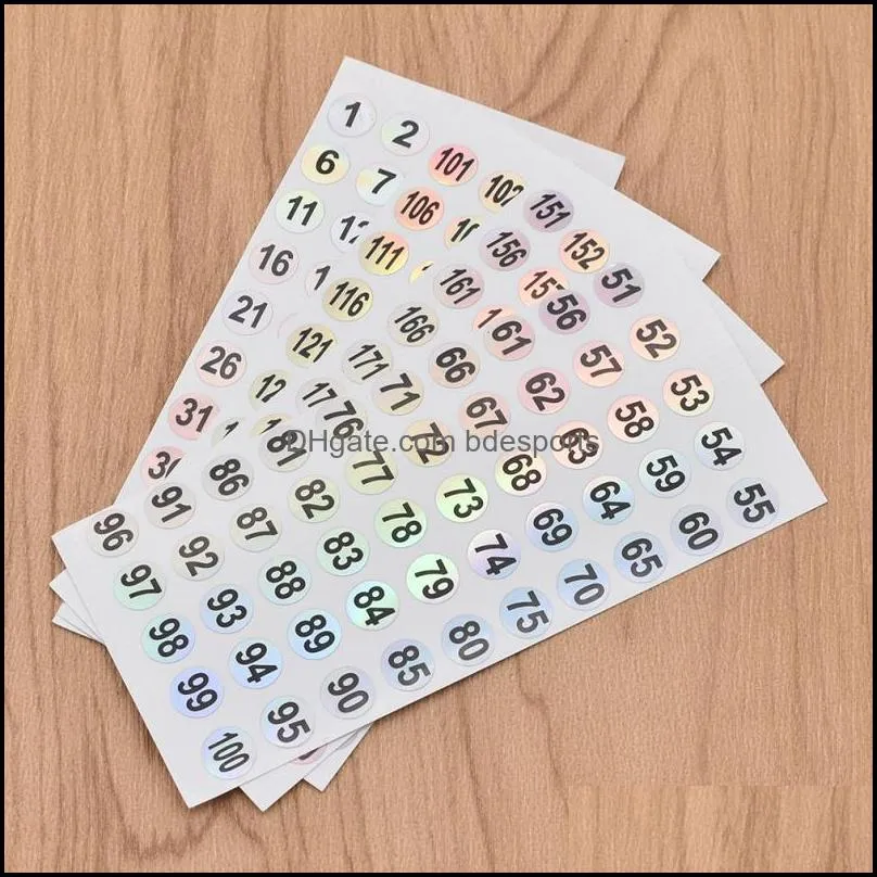 Waterproof 1-200 Laser Number Label Stickers For DIY Craft Self Adhesive Tags Sticker Home School Office Decoration
