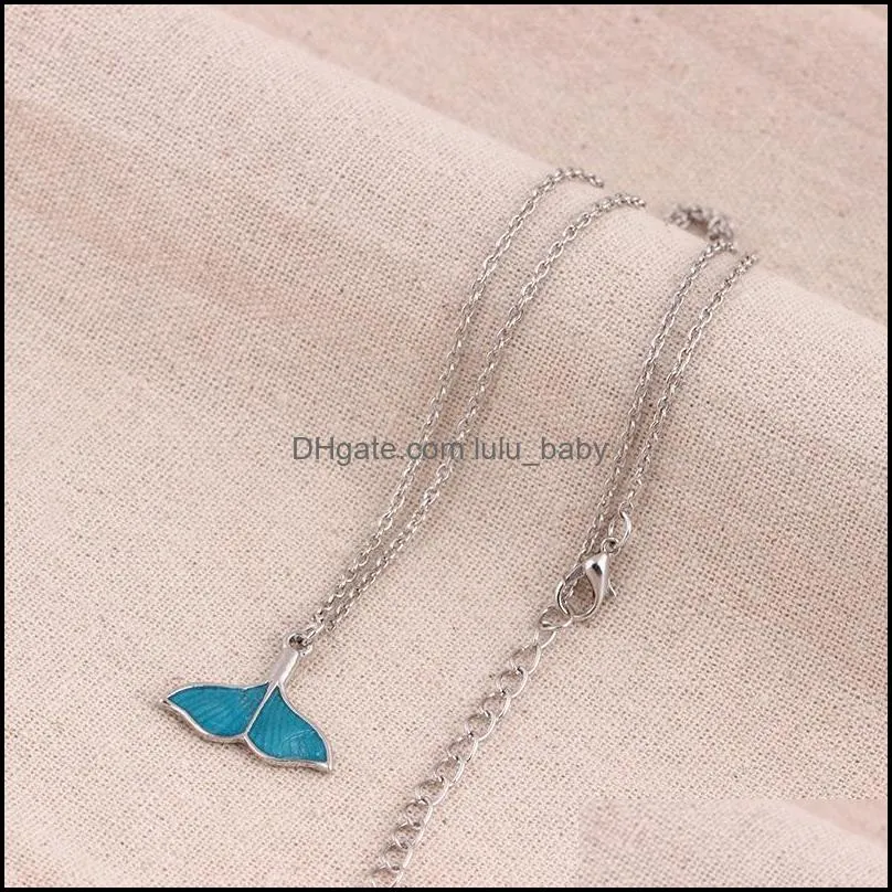 fish tail necklace ocean sea blue whale tail mermaid pendant necklaces beautifully luxury jewelry luminous necklaces