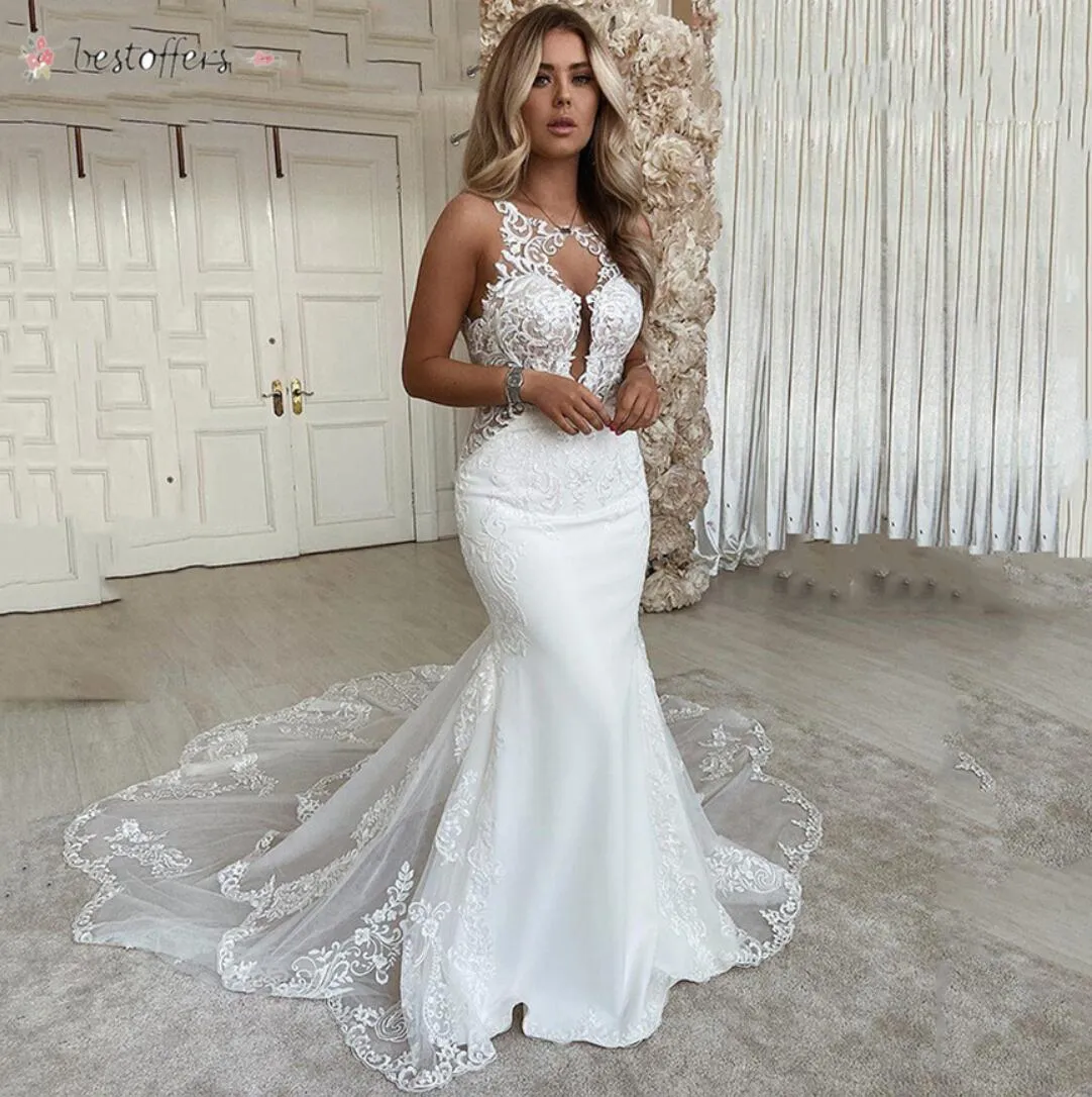 Sexy Scoop Neck Mermaid Wedding Dress | Lace... From Bestoffers, $377.89 |  DHgate.Com