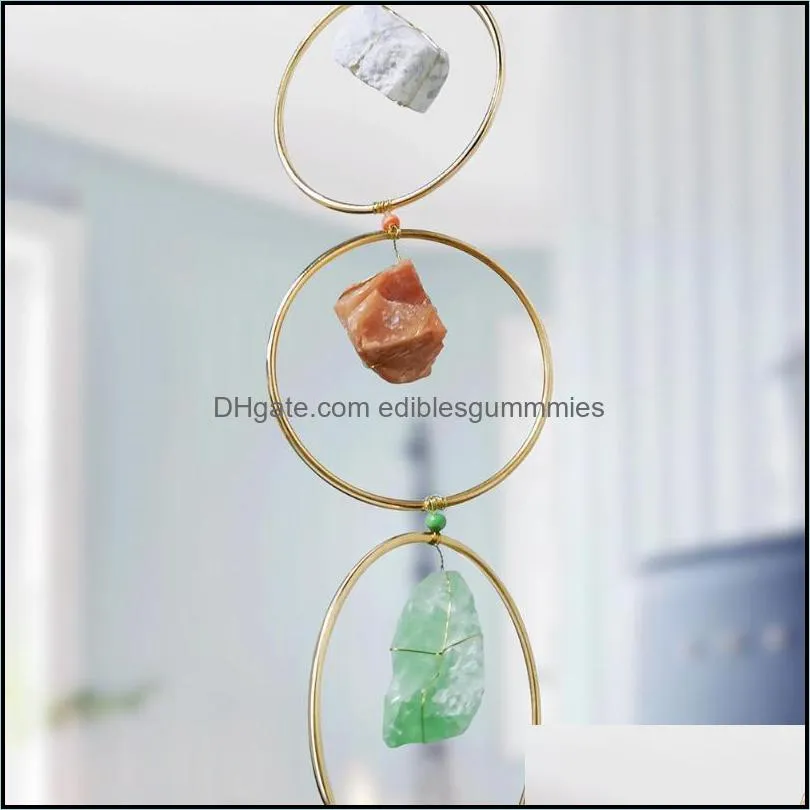 Decorative Objects & Figurines Crystal 7 Chakra Gemstone Wall Decor Tree Of Life Stones Meditation Crystals Feng Shui Hanging Ornament