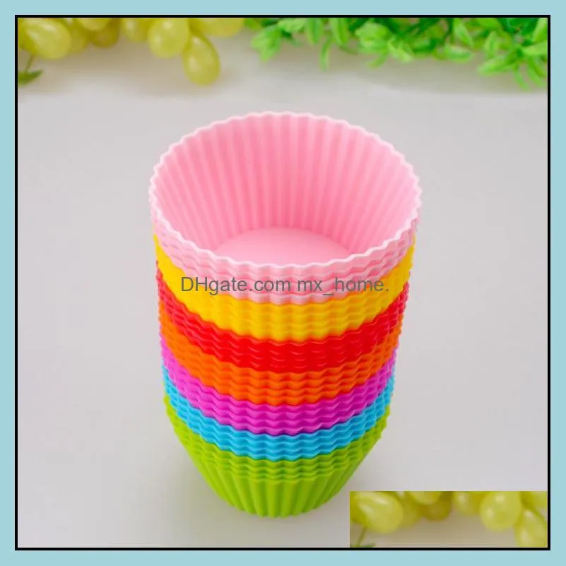 New Fashion 7cm Round shape Silicone Muffin Cases Cake Cupcake Liner Baking Mold 7colors choose freely