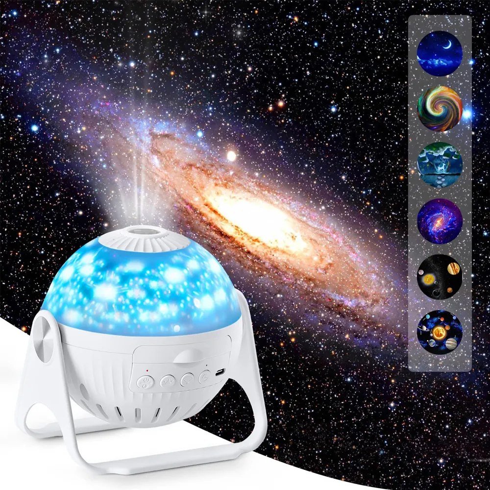 Night Light Planetarium Projector Solar System Projection Lamp 360 ° Justerbar med planeter Nebula Moon Star Tak Galaxy Kids Room Decor