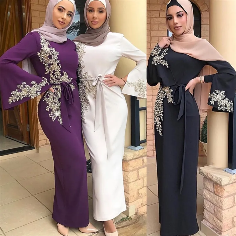 Elegant Eid Abaya modeste robe de kaftan de dinde pour femmes musulmanes LJ200826