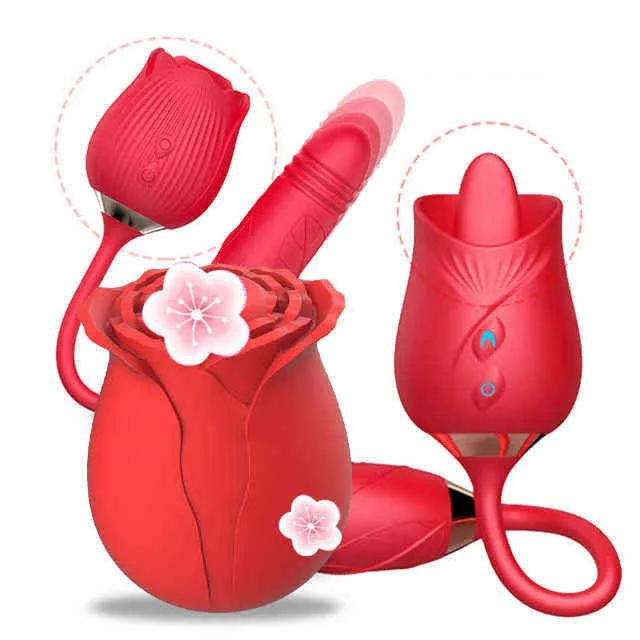 NXY Vibratoren Klitorissauger Lecken Rose Sexspielzeug Massagedildo 2 in 1 für Frauen Erwachsene 0411