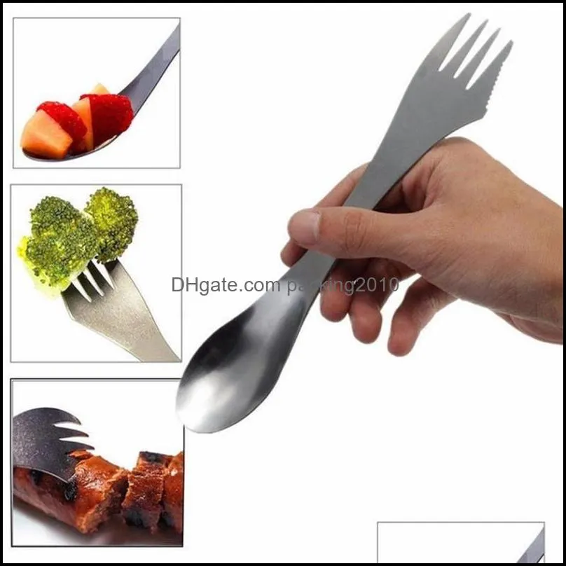 Set di posate Cucina Sala da pranzo Bar Casa Giardino Ll Coltello Forchetta Cucchiaio 3 in 1 Stoviglie Set combinato di utensili in acciaio inossidabile Kitc Dhrg6