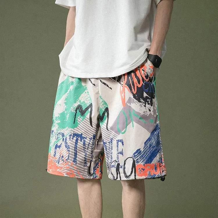 Men's Shorts Hawaiian Flower Men's Summer Thin Section Tide Brand Five-point Big Pants Loose Outer Wear Casual Sports Quick-dryingMen's