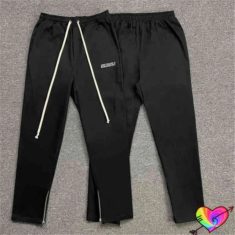 2022 Pantalon Askyurself brodé noir Hommes Femmes Pantalon Askyurself avec cordon de serrage Pantalon de survêtement à jambe zippée Pantalon cargo T220803