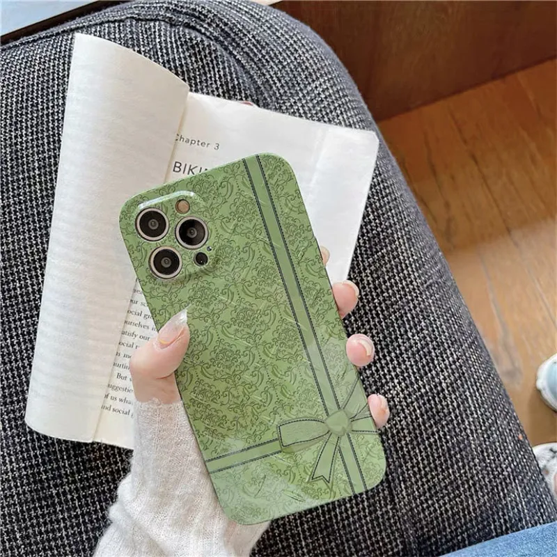 Funda de teléfono clásica de moda Funda de Iphone de carcasa suave verde para Iphone 13 12 Promax 11 Patrón de alta calidad