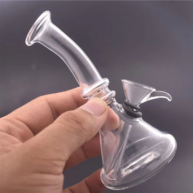 Mini glas vatten tobak bong pip pyrex hookah oljeplattor dab bongs med metall skål för rökning torr ört