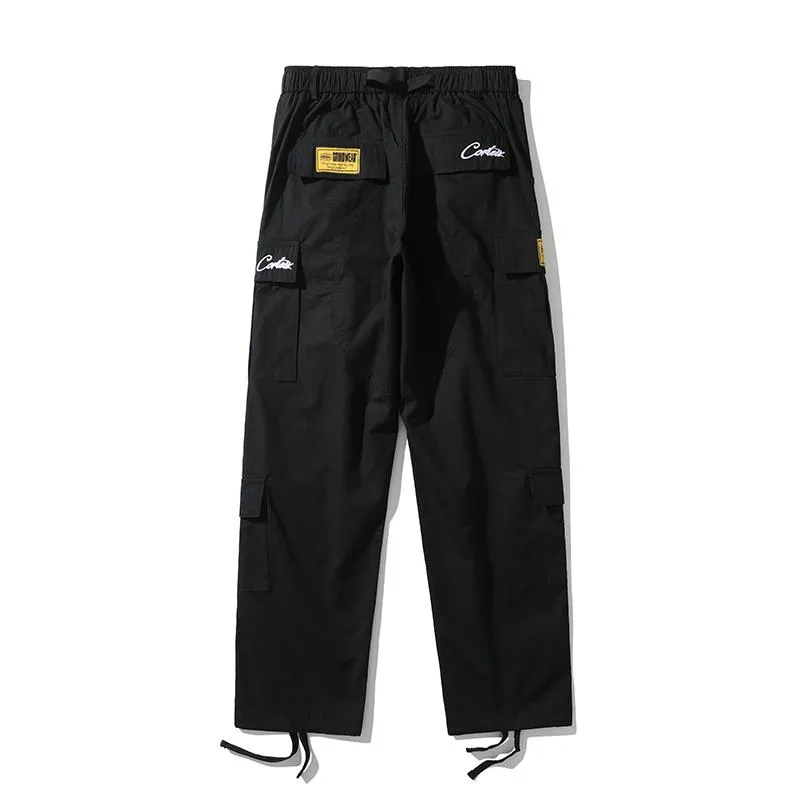 High Street Multi-Pockets Casual Cargo Pants Mens Mens raka överdimensionerade lösa overaller Hip Hop-byxor