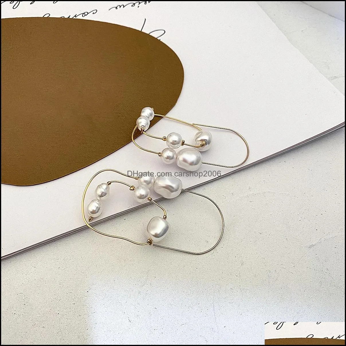 2020 New Irregular Geometric Pearl Beads Ear Bone Clip Earring for Women No Piercings Gold Metal Wedding Party Jewelry