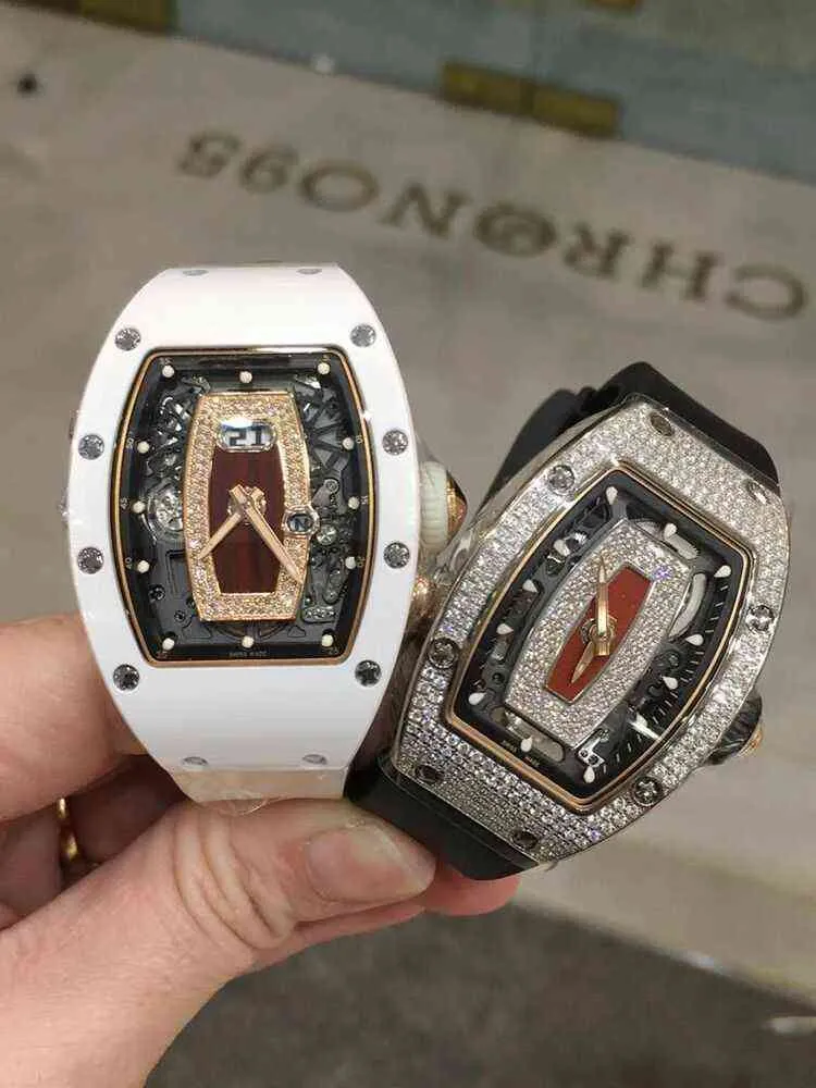 Sky RM007 Watch Richa Date Diamond Luxury Fashion Watches Lips Red Lips for Mens Studed Mechanical Star Wesca Swiss Barrel Designer Wristwatch