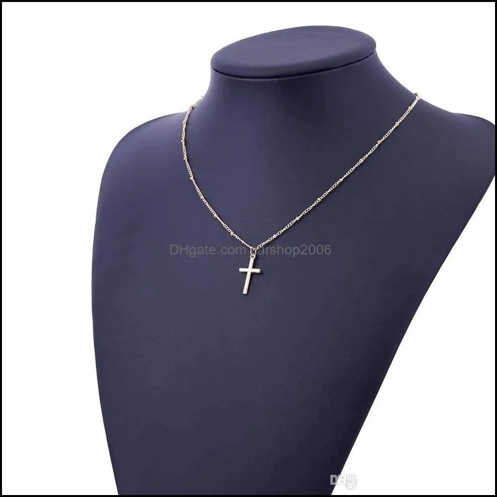 Summer Gold Chain Cross Necklace Small Gold Cross Religious Jewelry Women`s Necklace