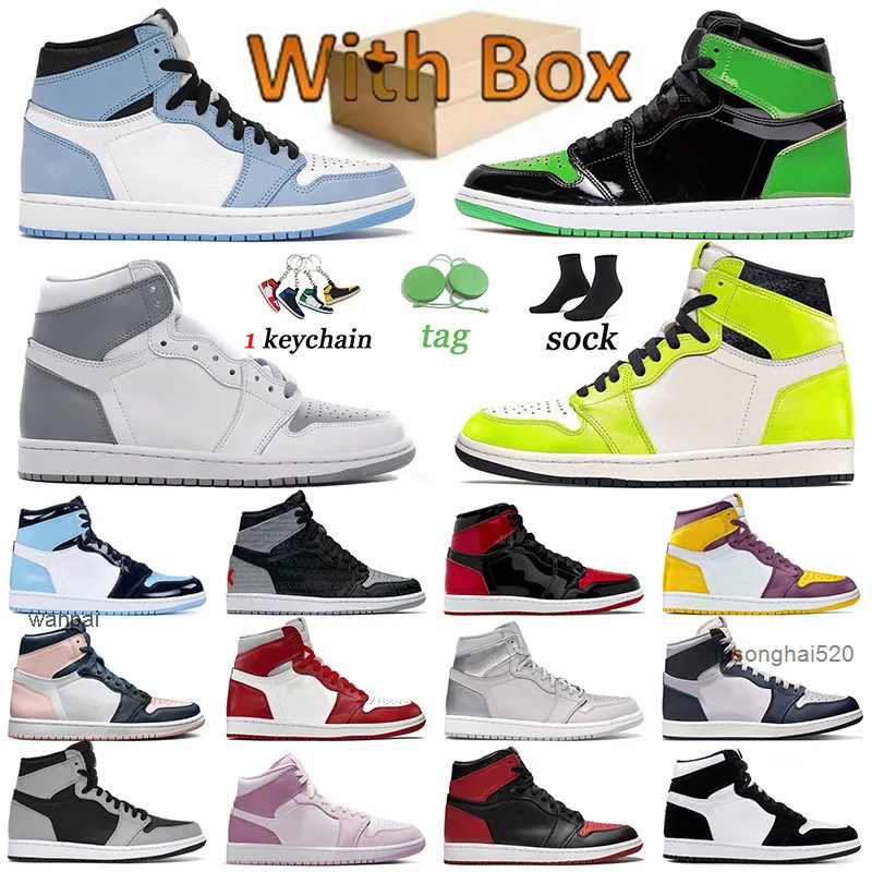 Classic 1 Jumpman 2022 Basketball Shoes Trainers Bred Patent Green 1s Womens Sports Sneakers 