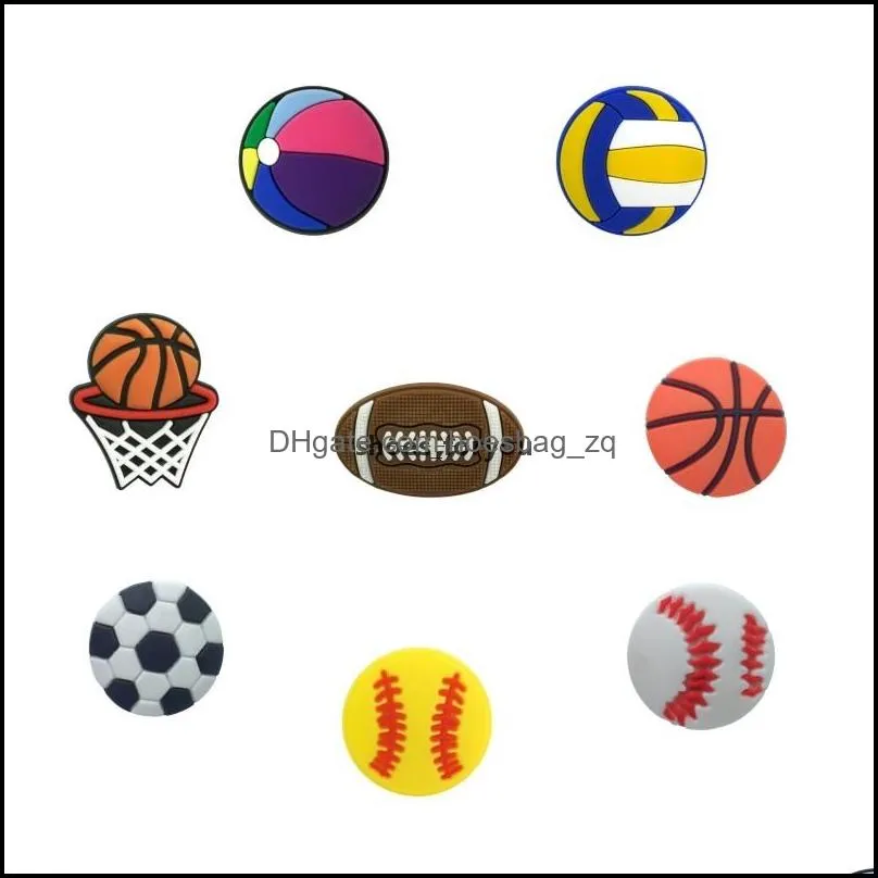 신발 부품 액세서리 신발 100pcs/lot ball sports pvc marms shoecharm 버클 패션 악어 드롭 배달을위한 소프트 고무 2021 neopw