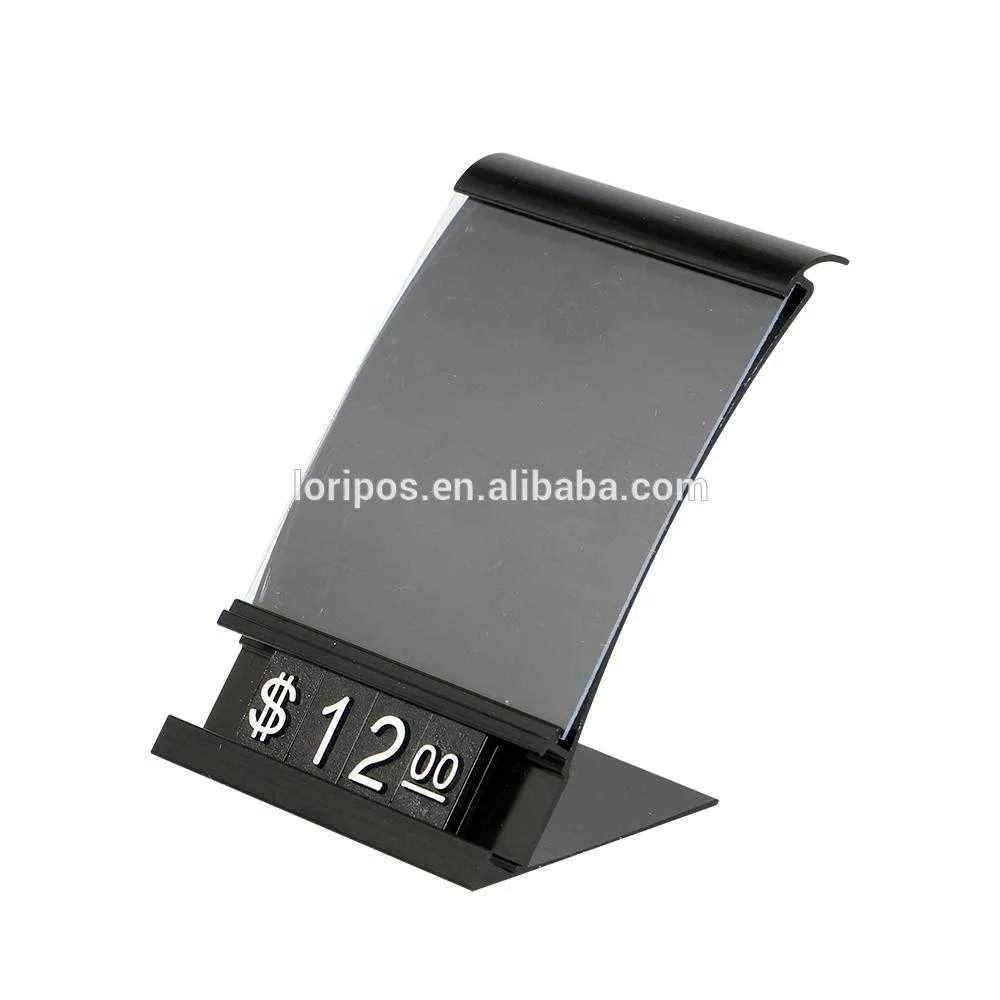 Desk Metal Sign Frame Stand With US Euros RMB Dollars Digital Numbers Adjustable Price Display Rack Shelf top Label Holder