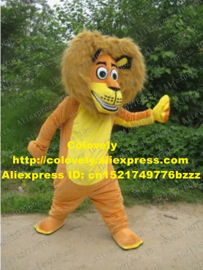 Mascotte costume de poupée Cool Orange Jaune Lion Mascotte Costume Mascotte Simbalion Simba Lionne Adulte Aux Poils Touffus Bruns Grands Yeux No.1728 Fr