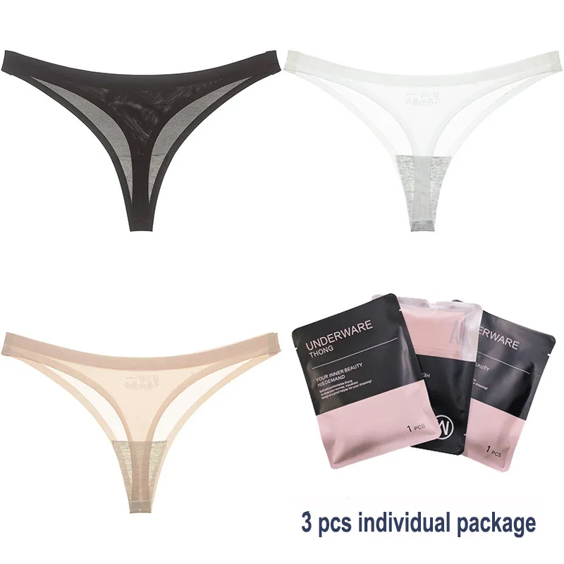 Summer Cool See Through Net Panty For Women 3 Pack, Crotchless