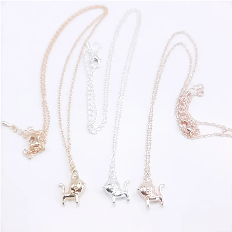 Trendy big head cat pendant necklaces Cute animal style Clavicle chain for women 18K Gold Plated necklace