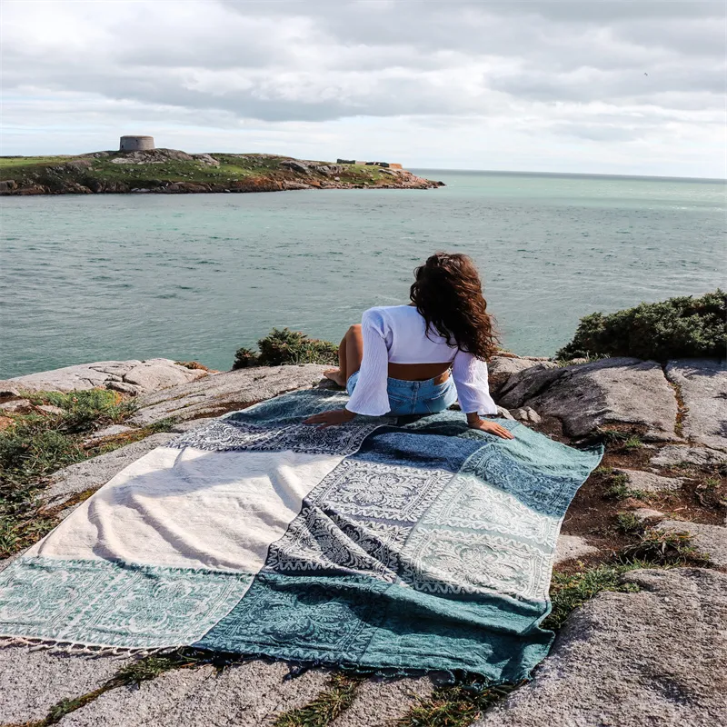 Boho Throw 담요 격자 무늬 다채로운 chenille 짠 보헤미안 소파 슬립 커버 안락 의자 Loveseat 가구 커버 야외 힌트 침대 호텔 사무실 Boho 담요 소파에 대 한