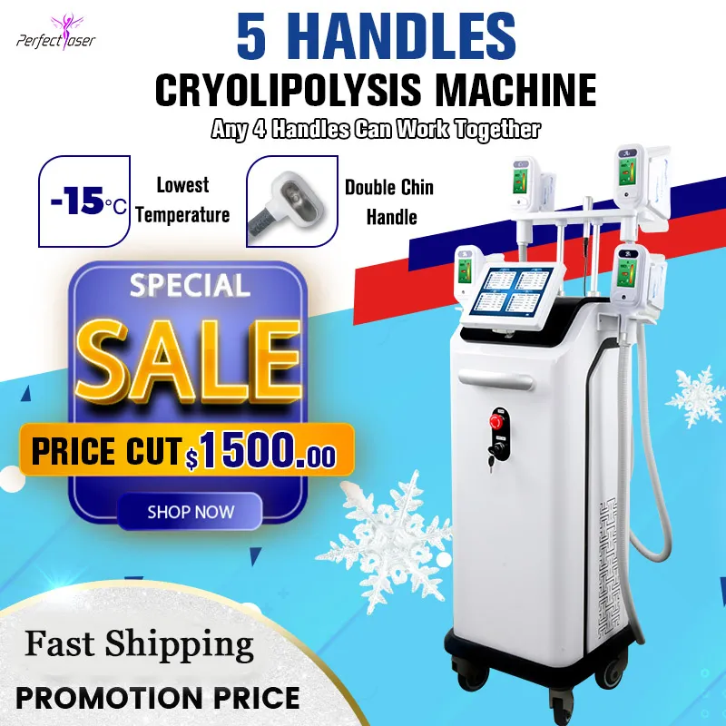 Professional Fat Freeze Machines 5 Handles Cryolipolysis Slimming Cryo Double Chin cellulite Removal Cryolipolisis Equipment