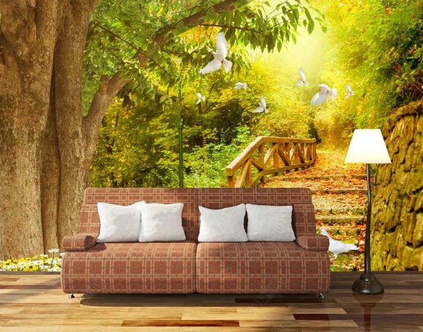 Fresh Tree 3d Jungle Wallpaper Mural For Custom Living Room And Bedroom