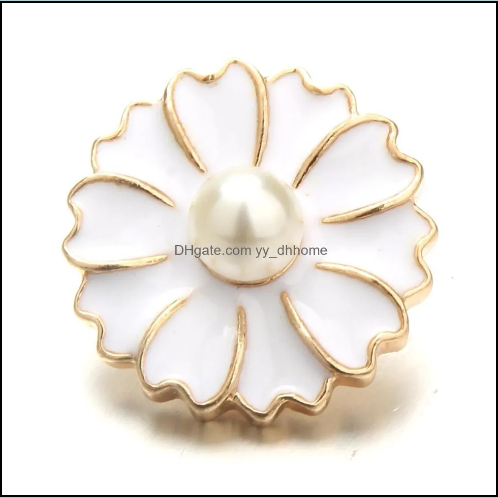 New Gold Snap Button Jewelry Oil Painting Flowers Snaps Buttons for 18MM Snap Bracelet Bangles Snaps Jewelry