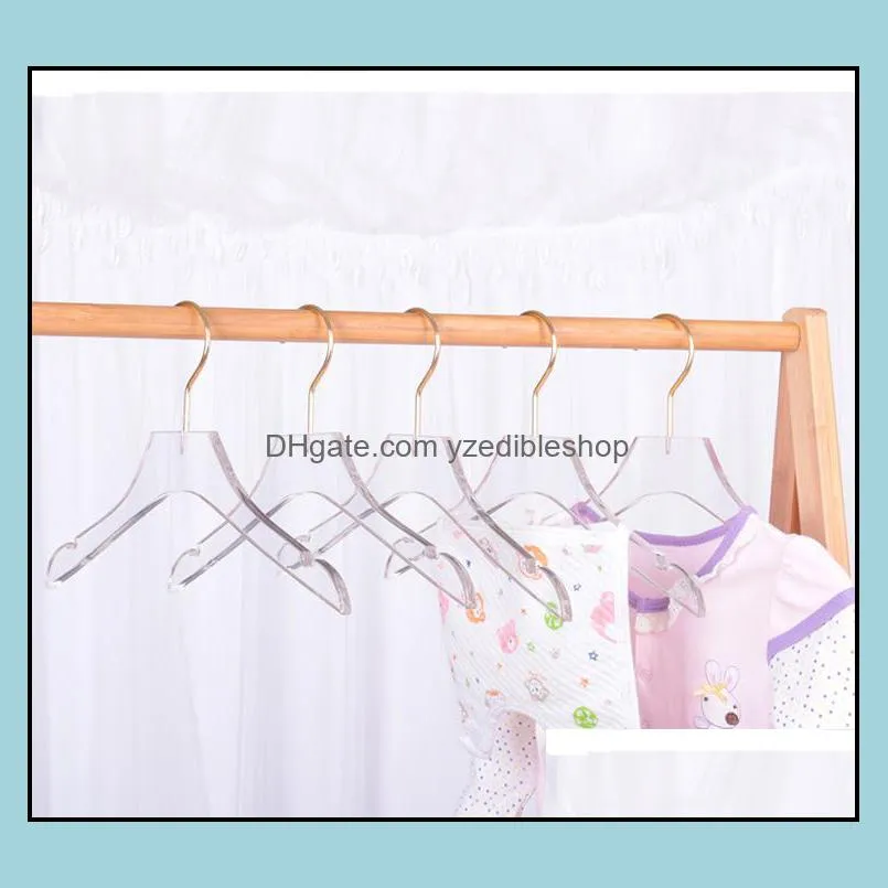 luxury clothes hangers clear acrylic dress hangers-with gold hook transparent shirts holders with notches for lady kids sn4168