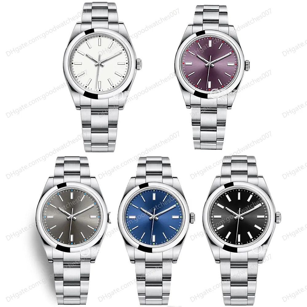 5 colori orologio asiatico di alta qualità 2813 orologi meccanici automatici orologio da uomo grigio M114300-0001 cinturino da ostrica in acciaio inossidabile con quadrante viola da 39 mm orologi blu di lusso