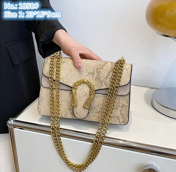 Borse a tracolla da donna all'ingrosso street fashion stampato portamonete per cellulare flip doppio interstrato borsa a catena moda personalità Joker borsa da donna serpente 1858 #